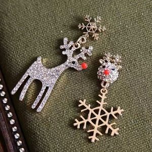 Rudolph the Reindeer/Snowflake Mixed Match Drop Earrings.